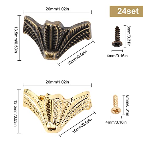 GORGECRAFT 24Pcs Antique Box Legs Zinc Alloy Wood Box Feet Leg Corner Protector Wood Case Jewelry Chest Storage Box Feet Leg Corner Protector with Screws - Image 2