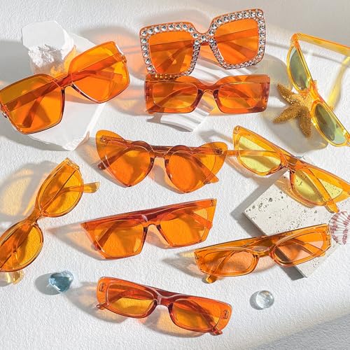 Pibupibu 12 Pack Mixed Style Party Sunglasses Bulk Classic Retro Y2K Glasses Funky Eyewear Costume Accessories4