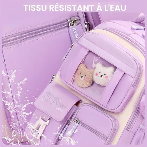 Cartable Fille Primaire Violet Amythe - Sac à Dos Scolaire du CP au Collège - 6