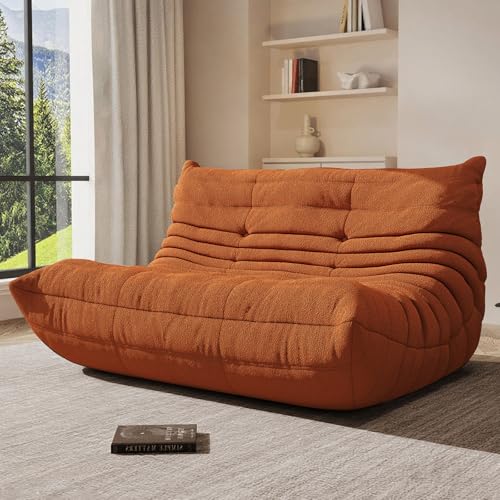 Image of Giant Bean Bag Chair for Adult, Cozy Boneless Fireside Accent Loveseat Chair,Memory Foam Floor Sofa, Comfy Lounge Couch for Bedroom Small Living Room Apartment Daily Relax(Orange,Loveseat)