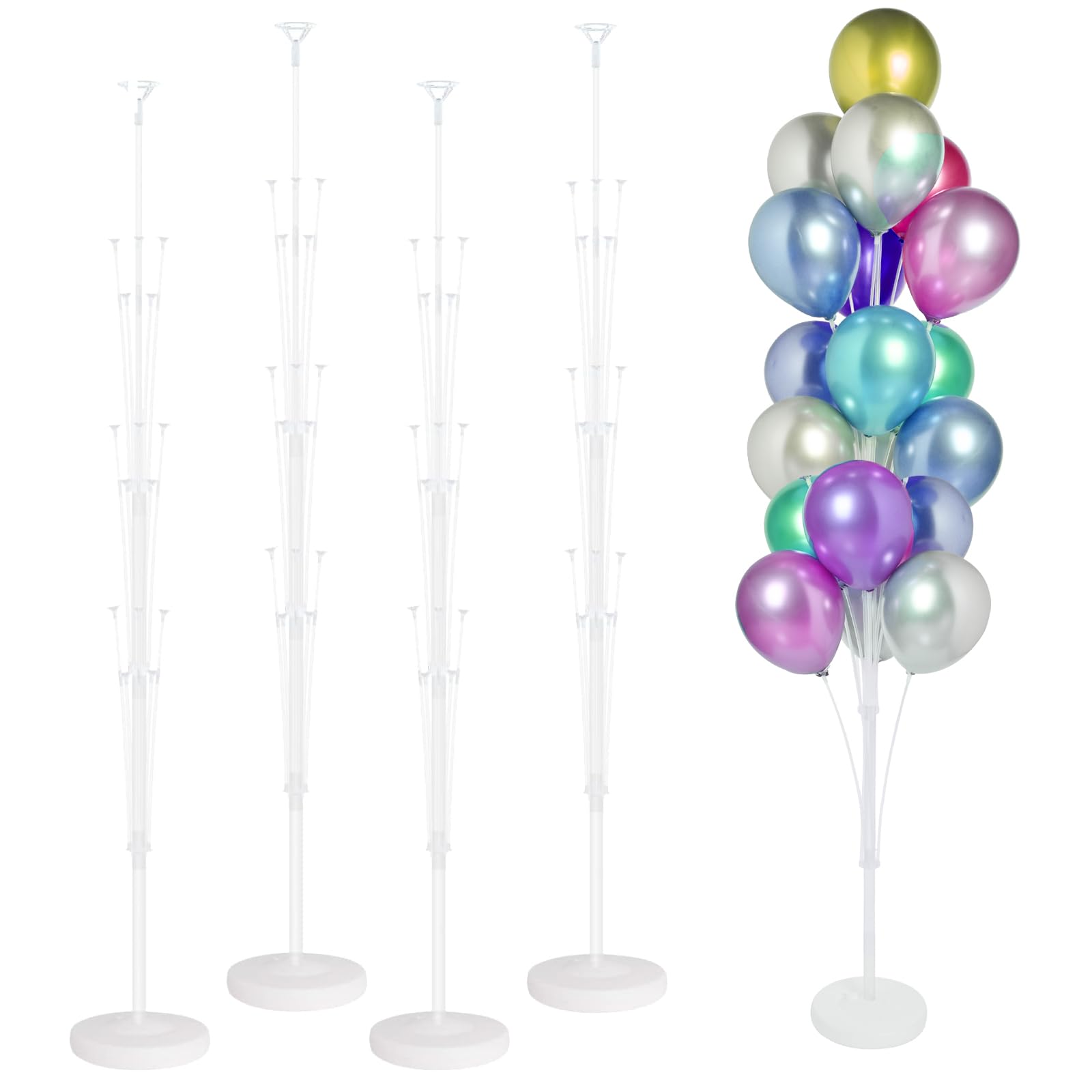 KATBUU 4 Sets of Balloon Stand Kit, 6ft Balloon Stands for floor with Base, Decorations for Party