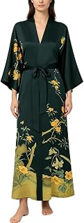 Klassischer Kimono-Bademantel für Damen, aus 100 % Seide, bedruckt