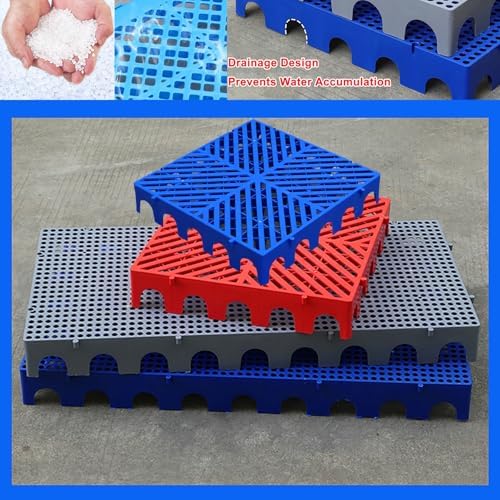Durable Lightweight Interlocking Plastic Pallets & Moisture-Proof Storage Pads - Ideal for Cold Storage, Garages, Patios, Basements - Blue Floor Tiles for Easy Organization