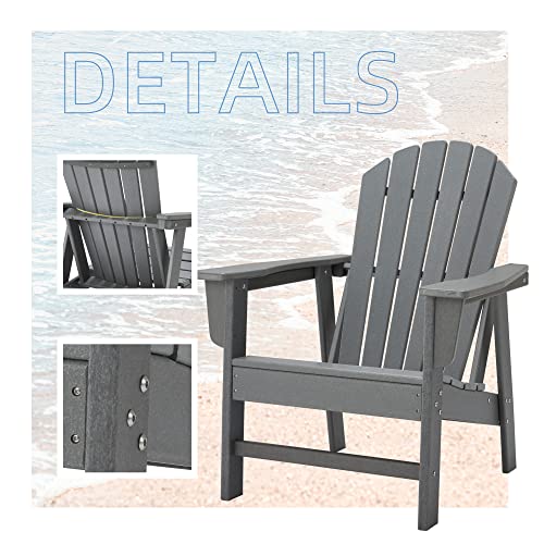 Voqnis Adirondack Chairs Hdpe Use Pool Patio Deck Garden Backyard Fire Pit Chairs (Grey) #TOP4