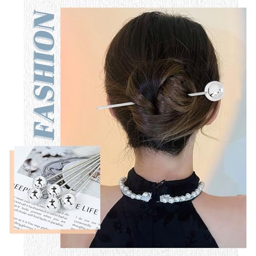 inSowni 10 Pieces Asian Chinese Silver Metal Hair Sticks Hair Pins Chopsticks Forks Updo Holders Hair Accessories for Women Girls