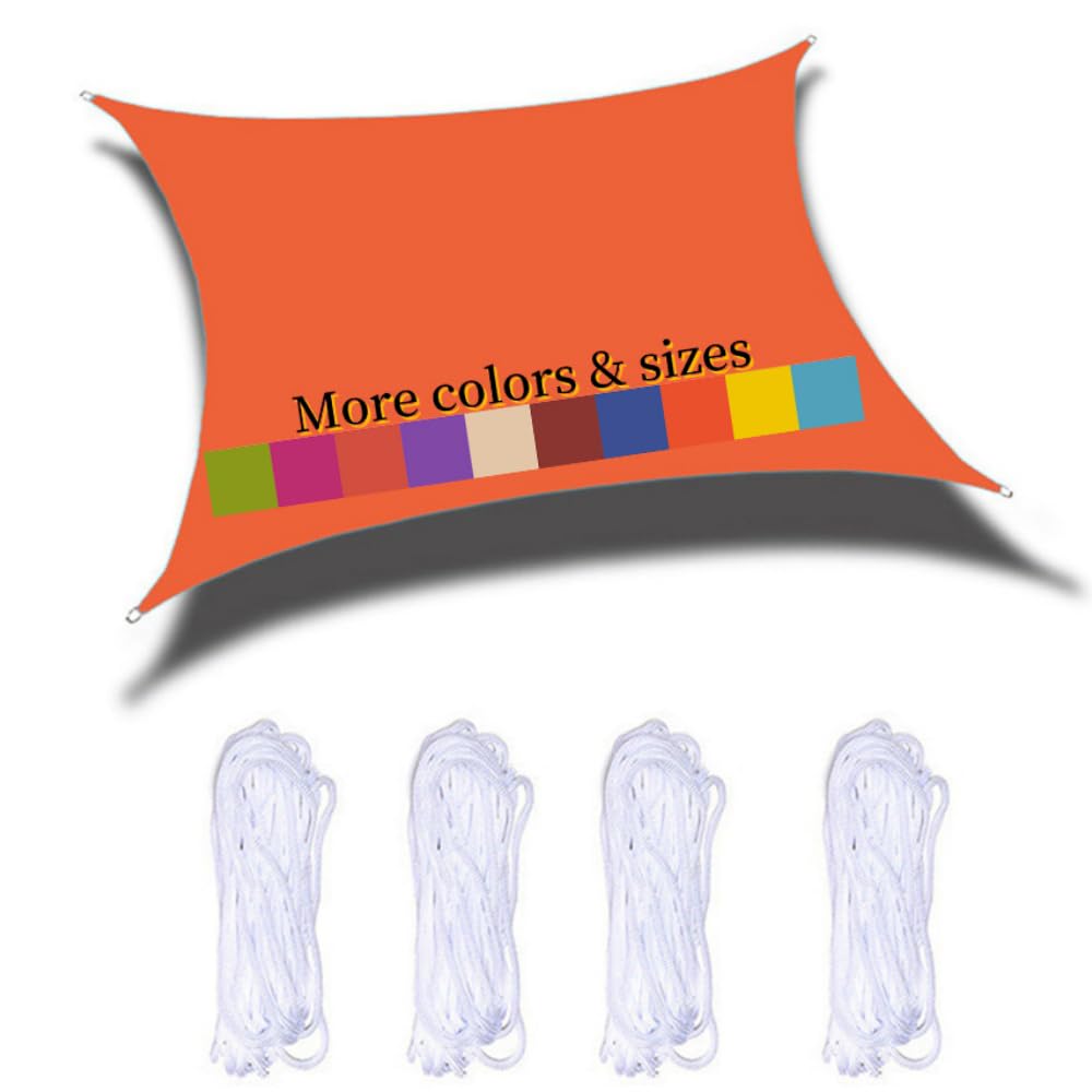 Sun Shade Sail 3.6x3.6m Waterproof Rectangle PES Polyester 98% UV Block for Outdoor Garden Patio Yard Party with Free Ropes, Orange