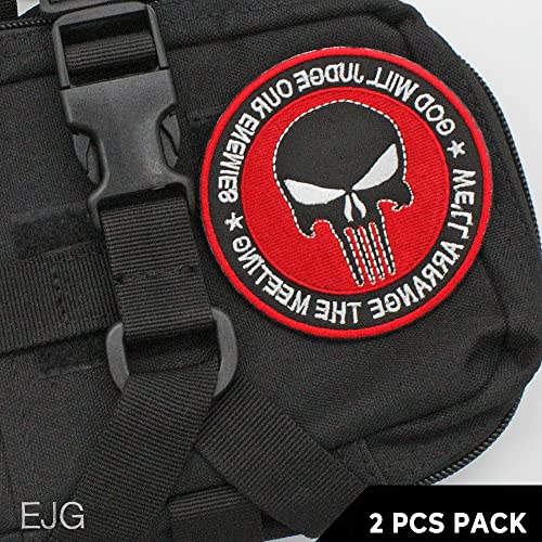 Ejg 2Pcs Hook And Loop Fastener Patch, Tactical Morale Embroidered Patches Badge Cool Punk Rock Music Skull Head For Caps Bags Backpacks Vest Military Uniforms Gears Diy Accessories #TOP4