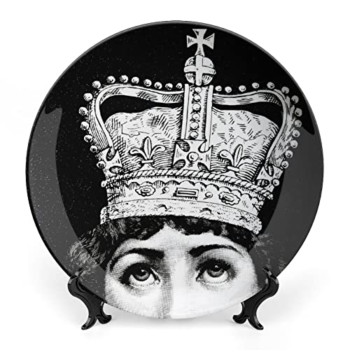 Lina Cavalieri Plate, Wall Decorative Plate, Mysterious Face Plate Wall Hanging Decoration,Including Bracket and Special Spring Hook,B8,8inch