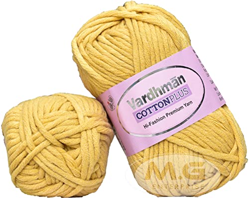 Image of M.G ENTERPRISE VAR dhman Cotton Plus 16-ply Mustard 600 GMS 51% Cotton, 49% Acrylic Craft Yarn