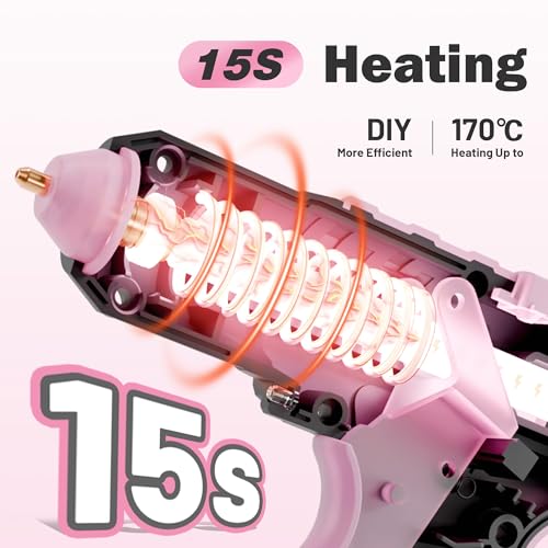 Image of EZARC Cordless Hot Glue Gun, 15s Fast Heating 12V Mini Glue Gun for DIY Crafts, Home Repairs, School Projects, Decorations, with 50 Mini Glue Sticks, Pink