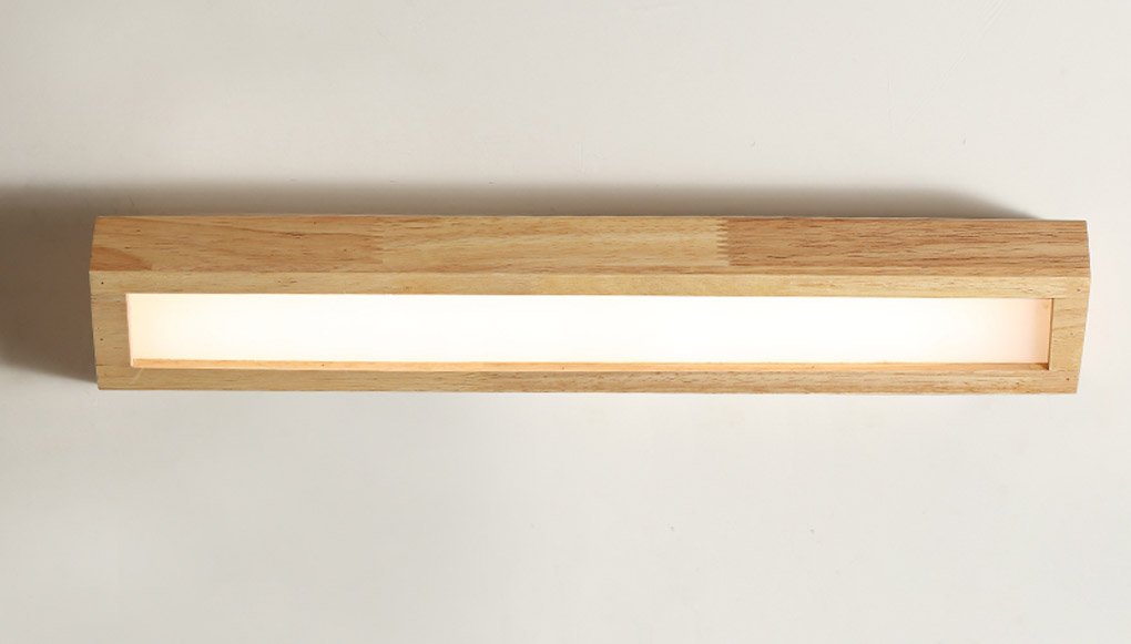 JCRNJSB® Mirror front lights, Nordic led Solid wood wall lamp Stairs aisle bathroom Mirror front light bedroom Bedside lamp Set the shelf light Rotatable, adjustable, ( Size : Long 55cm )