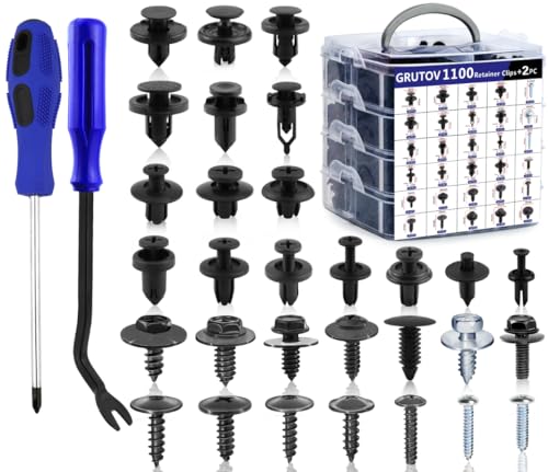 Image of 1102PCSCar Bumper Clips Automotive Push Pins Plastic Rivets Shield Retainer Clips Assortment Xmas Tree Fasteners Kit Most Common Sizes Auto Body Push Pin with Removers for Ford Honda Chrysler GM