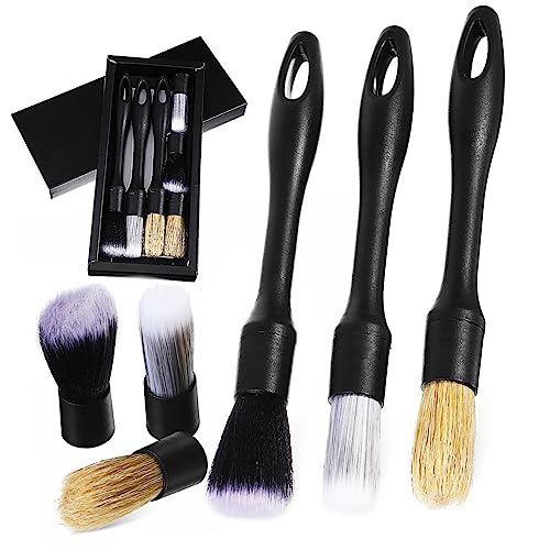 ULTECHNOVO Car Interior Cleaning Kit 3pc Detailing Brush Set with Replacement Heads Durable Car Detailing Tools