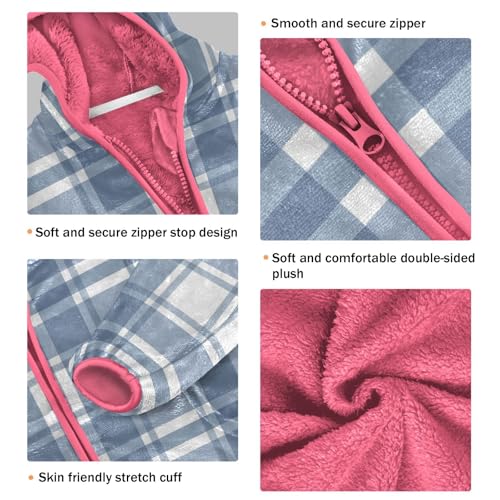 GuoChe Light Blue Plaid Tartan Sherpa Jacket3