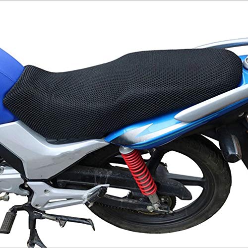Motorrad Sitzbezug Universal Rutschfest Wasserdicht für Roller 3D Atmungsaktive WäRmedäMmung Mesh Pad Schwarz, XL