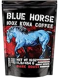 Farm-fresh: 100% Kona Coffee, Dark Roast, Whole Beans, 1 Lb, from Blue Horse Kona Coffee in Hawaii