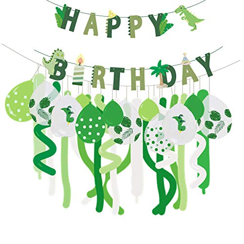 One Piece Dinosaur Party Supplies Kit-Jungle Birthday Party Decoration, Happy Birthday Banner y 36 Globos de la colección Dinosaur Party