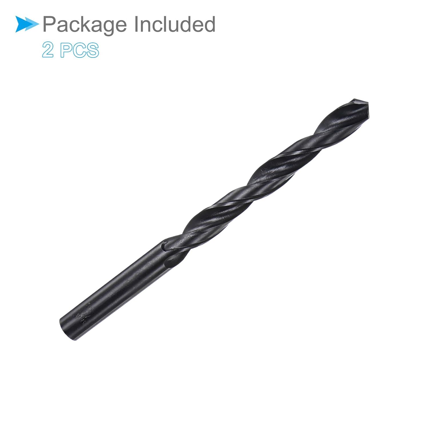 6542 High Speed Steel Twist Drill Bits, 9.8mm Diameter 133mm Length, Black Oxide Straight Twist Jobber Drill Bit - (Applications: for Metal Woodwork Plastic Aluminum), 2-Pieces