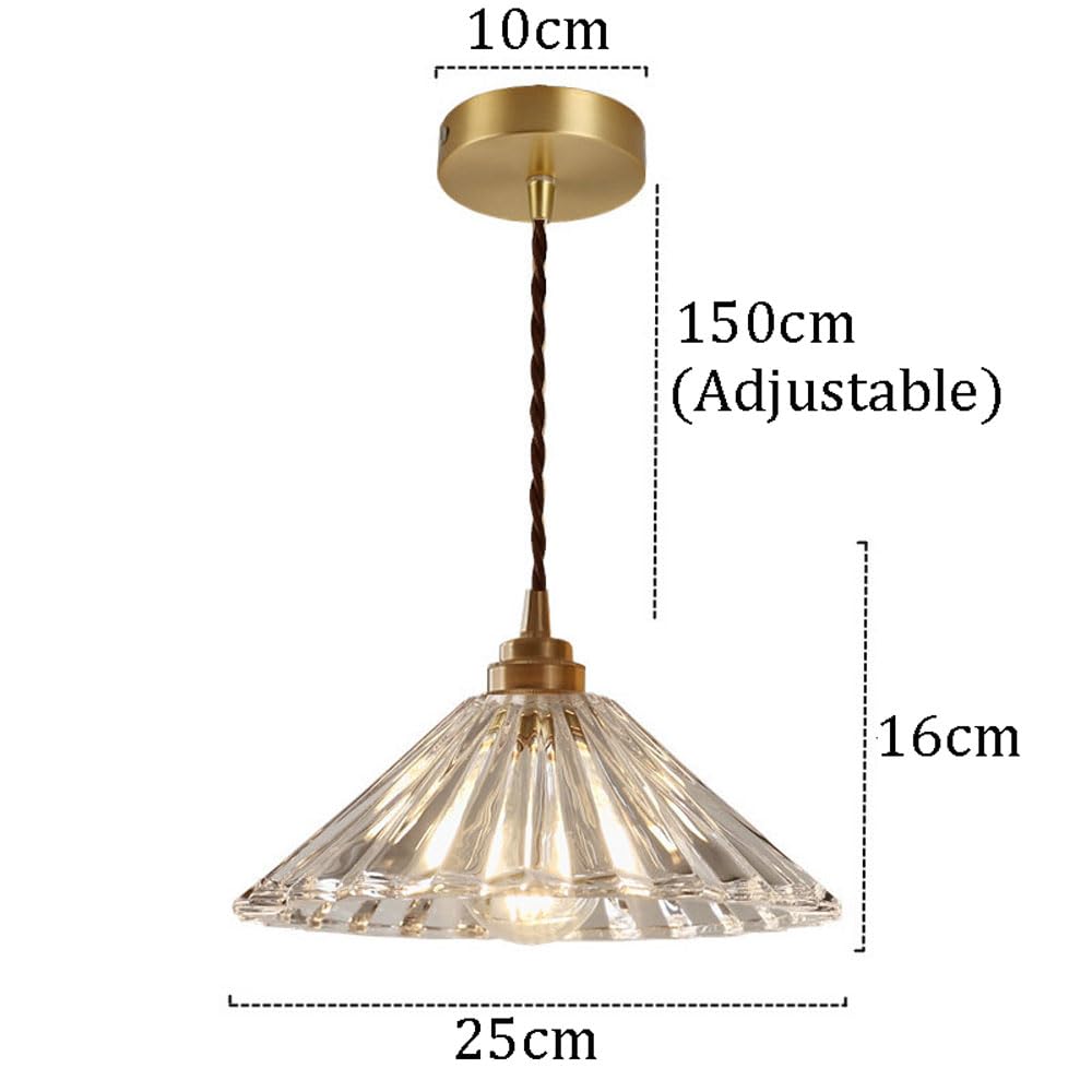 Genérico Lámpara De Cristal Con Embudo Vintage, Ajustable Para Comedor, Cocina, Isla Y Cafetería
