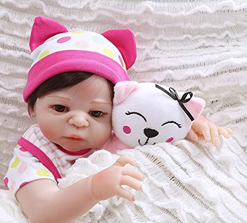 MWKL Echt aussehende Neugeborenes Baby Puppe 19 Zoll 48 cm Ganzkörper Weiches Silikon Vinyl Reborn Baby Mädchen Puppe… – Bild 6