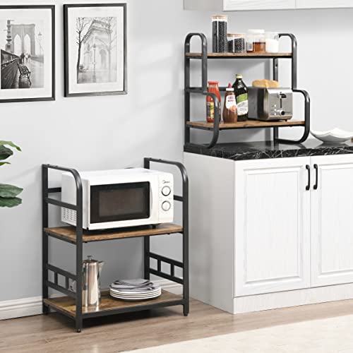 O&K Furniture 4-Tier Kitchen Bakers Rack with Storage Shelf, Standing Microwave Oven Stand Rack Spice Rack Organizer, Double-purpose Rack for Wide Application