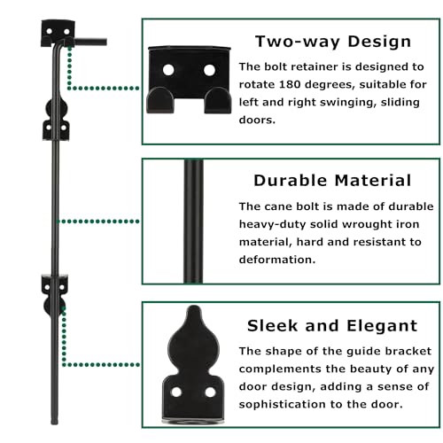 Image of 36 inch Heavy Duty Cane Bolt Gate Drop Rod for Vinyl Gate Latch, Cane Bolts for Gates for Wood PVC Vinyl Metal Fences Gates-1 Pack