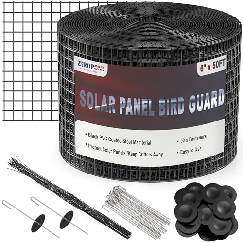 ZeroPone 6inch x 50ft Solar Panel Bird Guard, Critter Guard for Solar Panels with 50 Pcs...