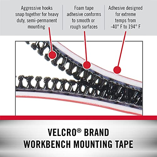 Image of VELCRO Brand Workbench Foam Mounting Tape with Snap Locking | Garage Organization Indoor or Outdoor | 10ft Total, 5ft Closure, 1 /2 inch Wide, Black