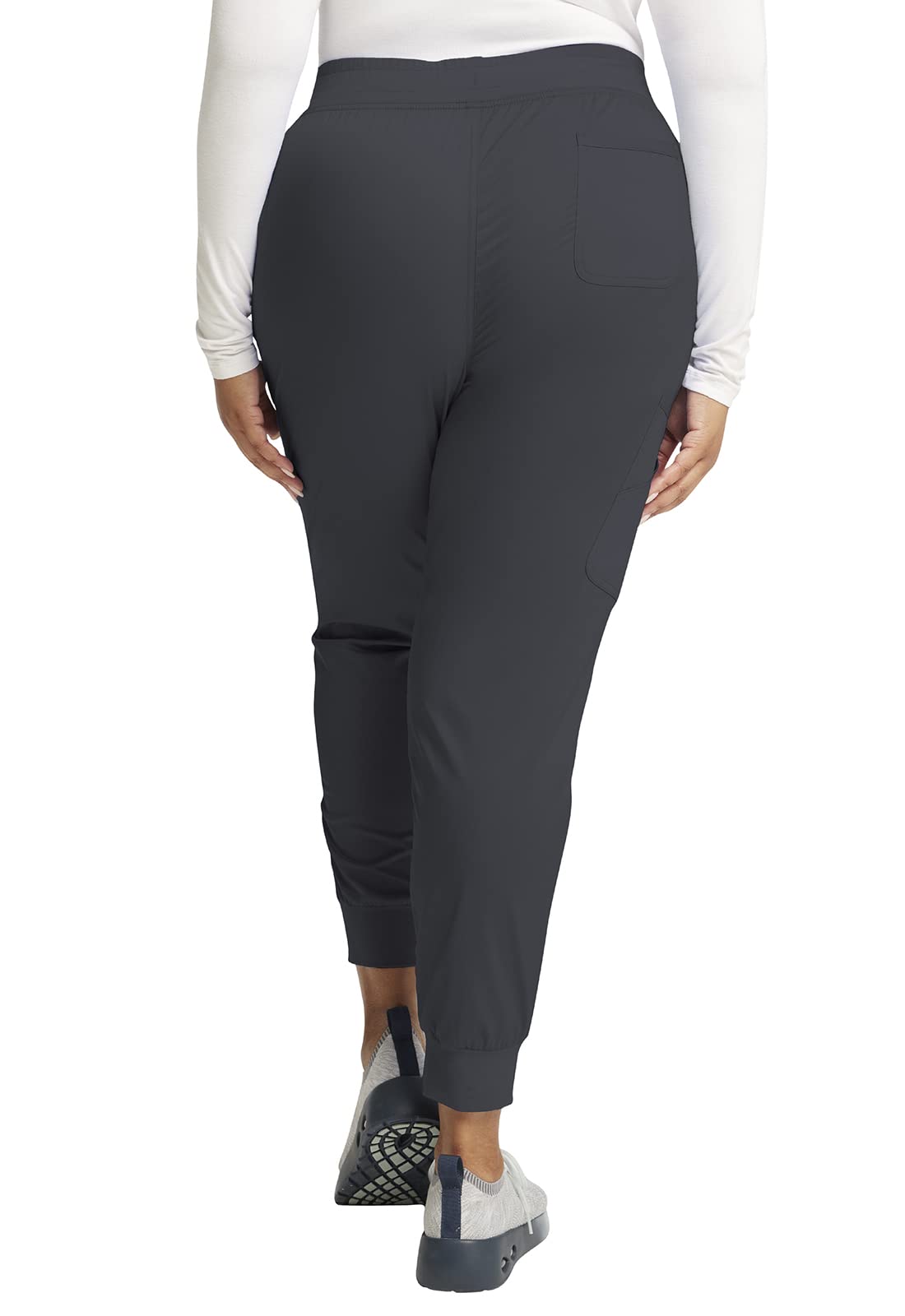 Cherokee WW622 Damen-Schlupfkasack, Druckknopfverschluss, mit mittelhoher Taille, Jogger, elastischer Bund, WW115, Zinn, Größe L Top/L Petite Hose