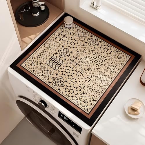 Image of Super Water Absorbent Washing Machine Top Cover Mat | Non-Slip Washer & Drying Mat | Dustproof Protector for Front Load Washing Machines Dish Drying Mat | Laundry Room Floor Mat (60x60 cm)