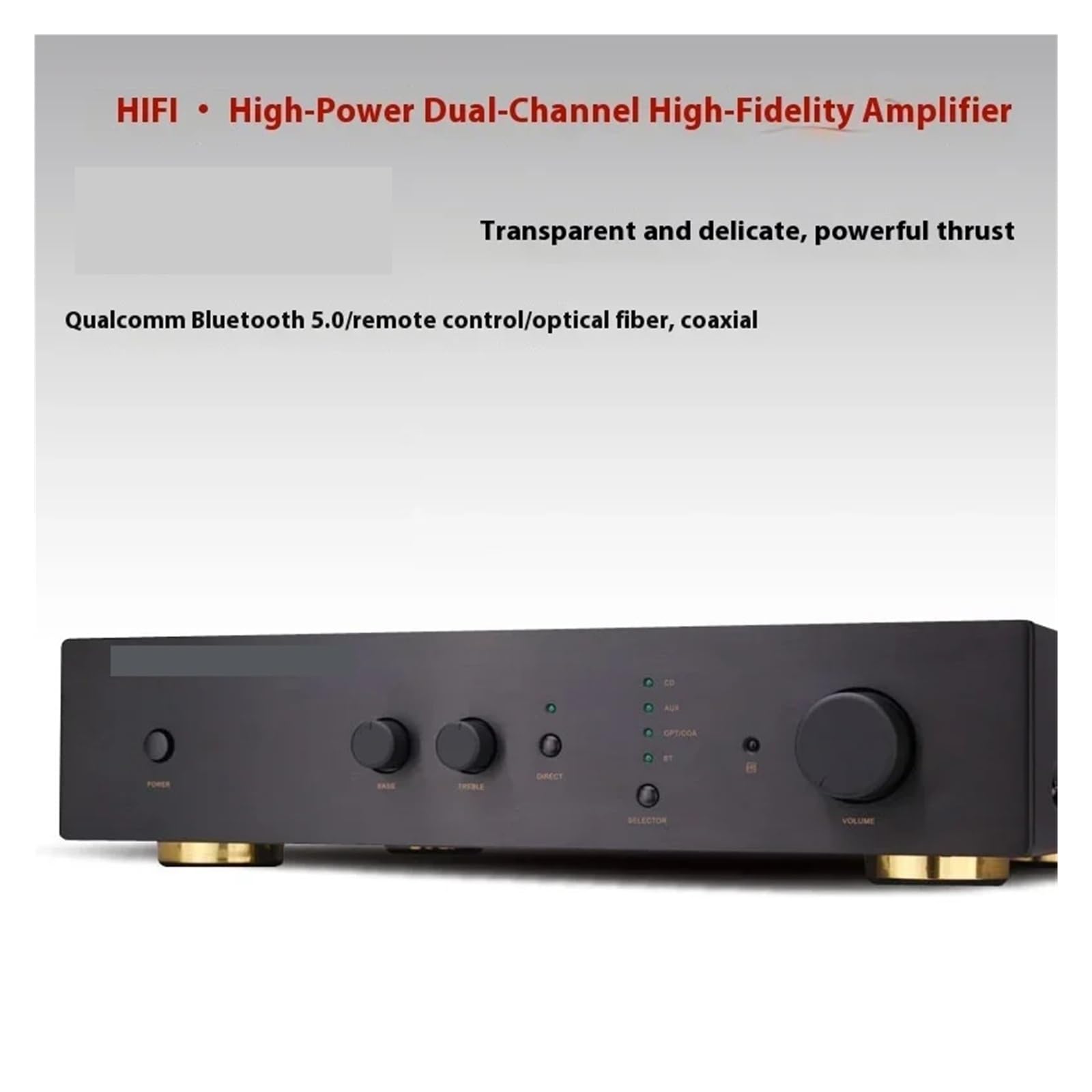 Amplificateur de Haut-Parleur stéréo HiFi 2.0 Double Canal 160 W x 2, Bluetooth 5.0, télécommande pour Home cinéma