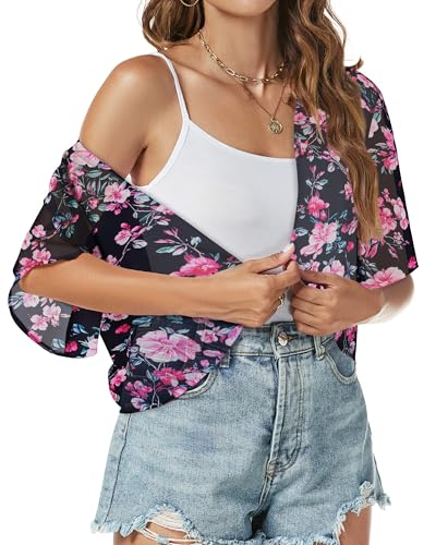 Image of ZNVGIRL Women Shrug Chiffon Cardigans Open Front Short Sleeve Bolero for Evening Dressy 2026