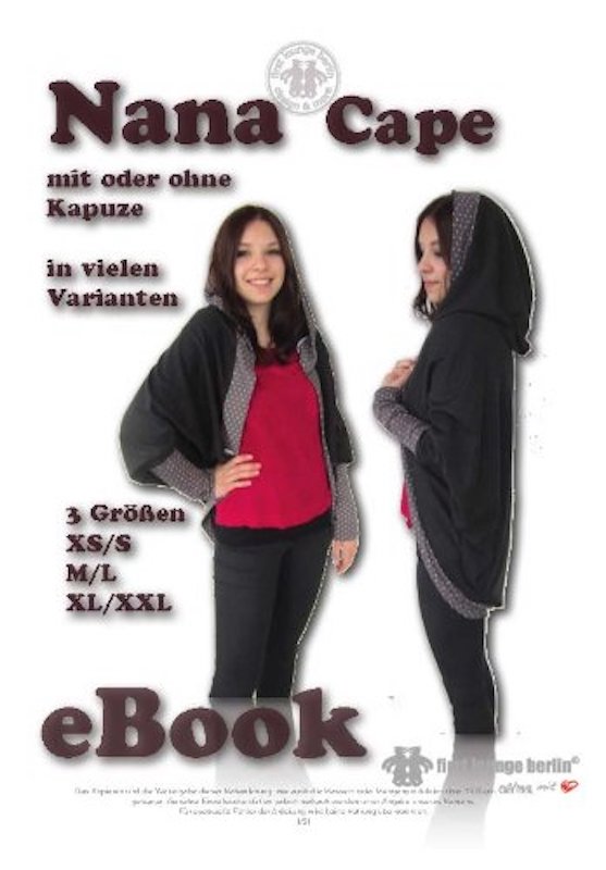 Nana Cape Nähanleitung mit Schnittmuster für Umhang oder Poncho in 3 Größen Gr. XS/S bis XL/XXL [Download]
