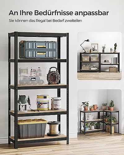 SONGMICS Schwerlastregal, 2er Set, Kellerregal, Lagerregal, 40 x 90 x 180 cm, Regal mit Stahlgestell, jeweils bis 875 kg belastbar, 5 verstellbare Ablagen, schwarz GLR040B02