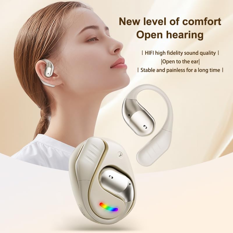 Tsnapoo Sports Open Earbuds with Over Ear Hooks and Neck Sling,Open Ear Headphones Wireless Bluetooth 5.4,HiFi Sound Clear Calling,Waterproof,Around The Ear Comfortable fit for Workout Running Gym