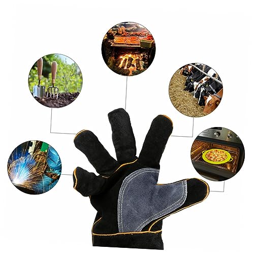 Guantes de barbacoa de piel de vaca para proteger tus manos del calor del horno 4