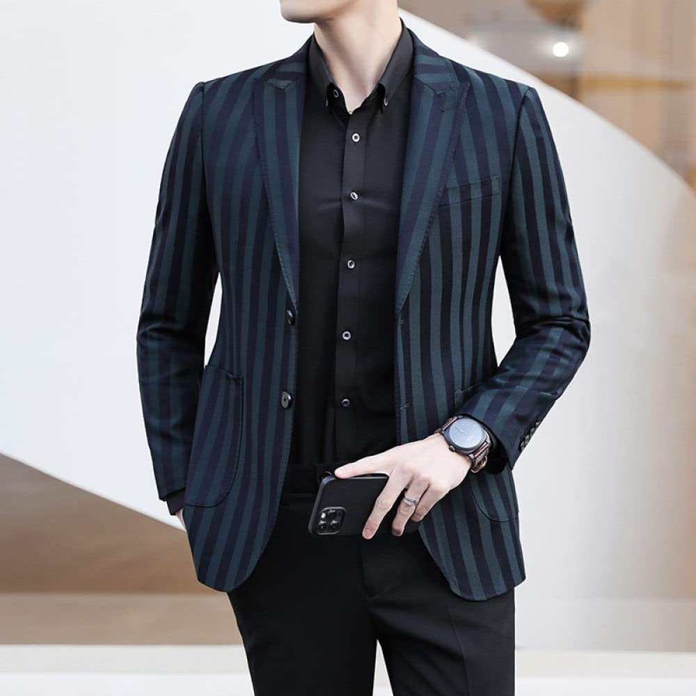 LIRU Sakko Herren,Anzug Mantel 2 Knopf Jacken Mantel Lässige Streifen Blazer Regular Fit Formal Business Anzug Jacken Elegant Formelle Anzugjacke Geeignet Für Party Hochzeit Smoking