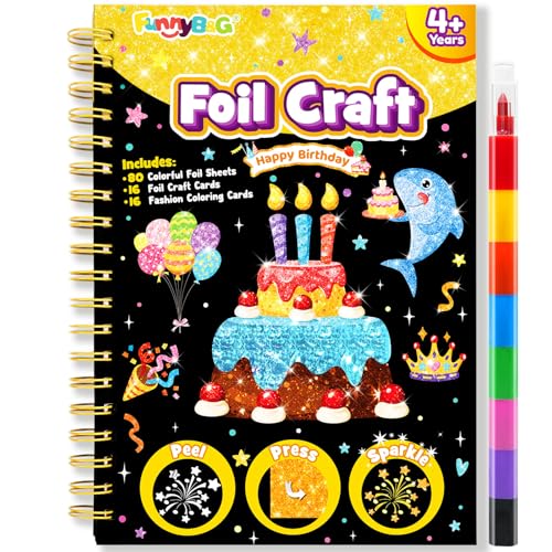 Image of FUNNYB&G Mess-Free Foil Art Craft for Kids Ages 4-10, Kids Birthday Gift