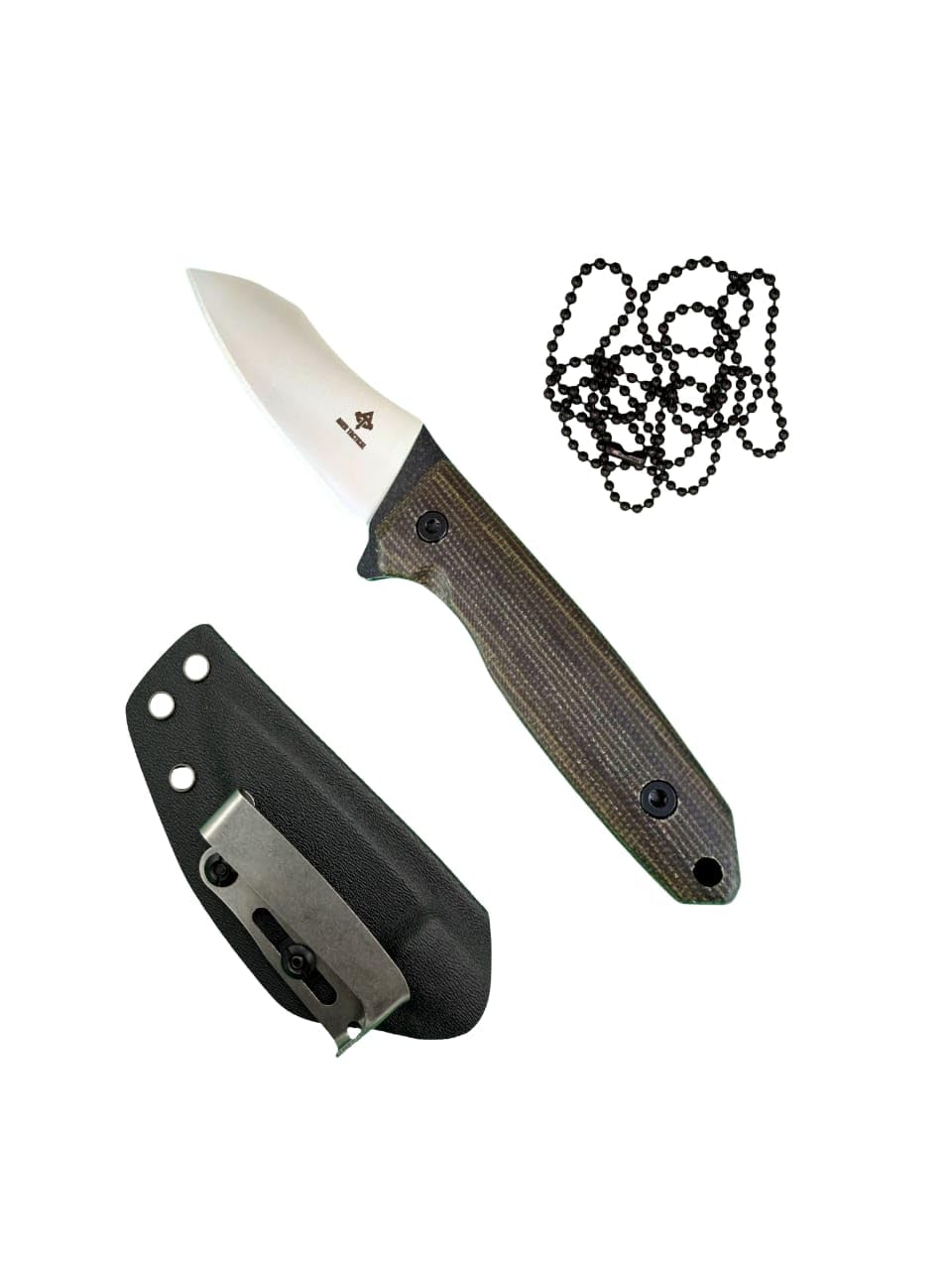 B-12 Fixed Blade, 3D Micarta Scales, EDC With Kydex Sheath, Ideal for Skinning, Survival, Camping, Hunting & Outdoors. Tactical Full Tang Knife