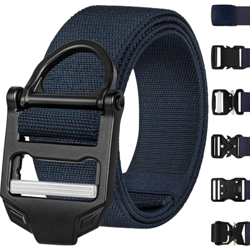 TECEUM Belt – Navy Blue B4 S – Heavy-Duty, Work, Hiking, Rigger, EDC Men’s Belts – Quick-Release – Nylon Web