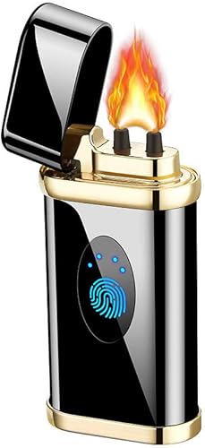 Encendedores de arco eléctrico de plasma, encendedor USB recargable, sin llama, portátil, de bolsillo, con indicador de batería LED (negro)