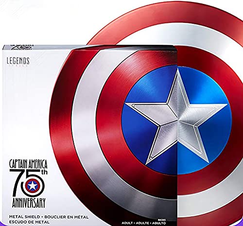 Escudo Capitan America Escudo de Superhéroe Halloween 75 ° Aniversario Aleación de Grado de aviación ApoyosAdultos Barra de Escudo Americano Decoración para Colgar en la Pared A