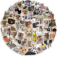 Funny Cat Meme Stickers Pack – 56PCS Hilarious Waterproof Vinyl Stickers for Laptops, Water Bottles, Notebooks, Scrapbooking – Cute Cat Meme Decor for Teens & Adults