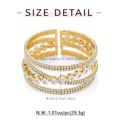 Bracelet de mariée extensible avec strass et cristaux - 3