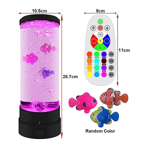 Lampe à lave poisson LED avec bulles et télécommande 29cm noir