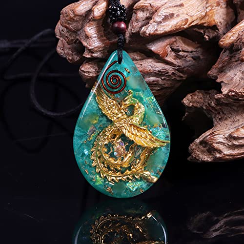 Day Day Up Phoenix Bird Pendant With Natural Agate Stone Necklace Orgone Pendant Rope Chain For Women Healing Crystal Jewelry Adjustable4