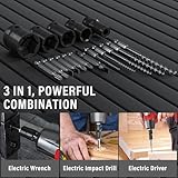 Huini 3 in 1Cordless Impact Wrench,3400RPM Electric Wrench,1/2" Brushless Power Impact Gun, Max Torque 550N.m with 4 Sockets, 12PCS Screwdriver Bits, 4.0Ah Battery & Carry Box for Car Home Projects - Image 8