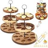 Memorywuu 2 Pack 3 Tier Wooden Deviled Egg Platter 48 Holes Stand,Black