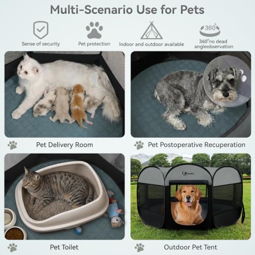 Image of Siedihit Dog Cat Playpen with Washable Pee Pad, Puppy Pet Playpen