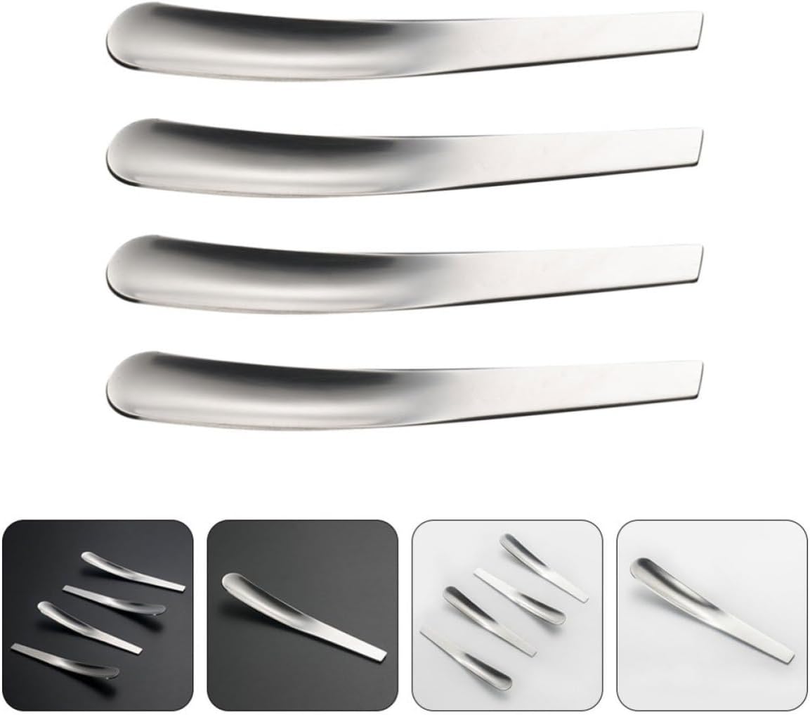 4pcs Stainless Steel Egg Spoon Set, Silver Kitchen Spoons for Stirring